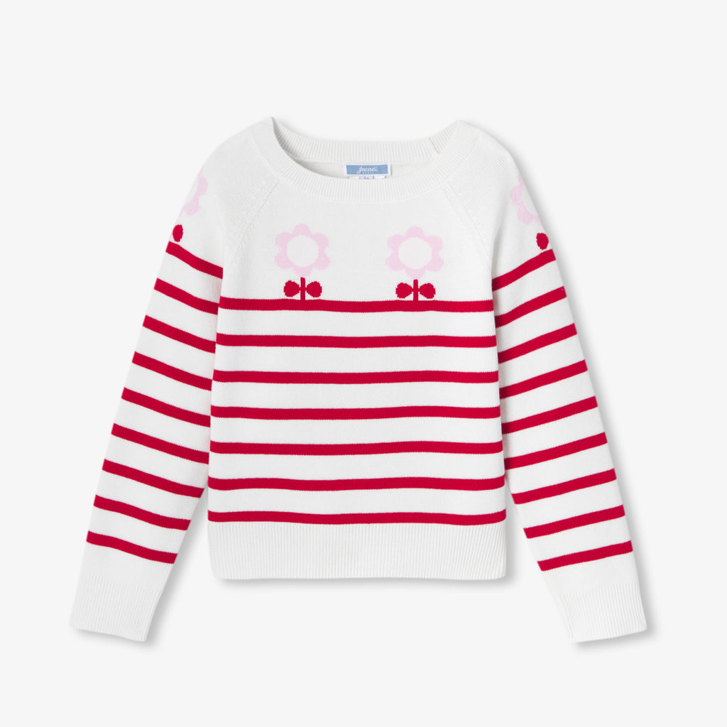 JC-TG094 - Jacadi Girl's sailor-style jersey knit sweater (Red)