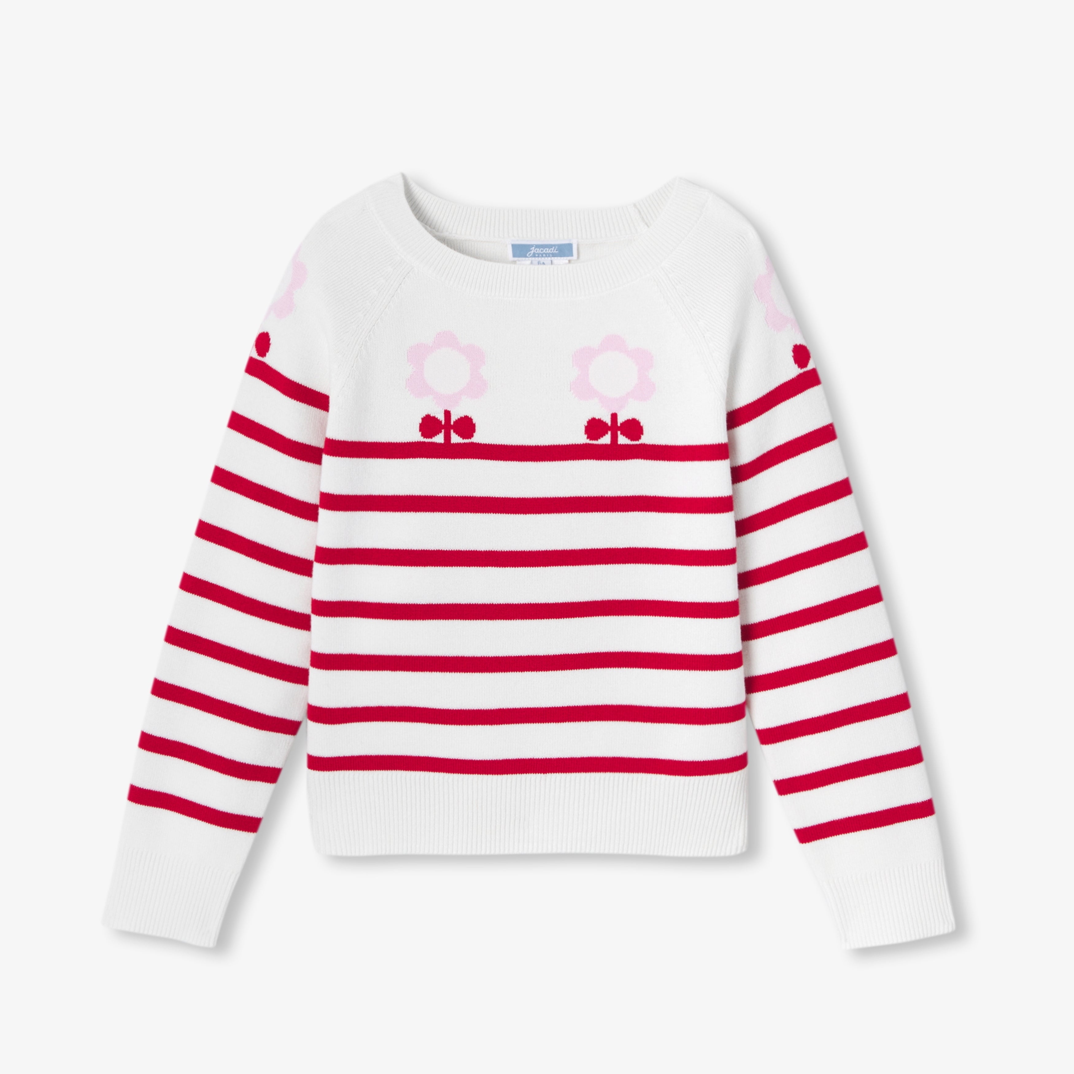 JC-TG094 - Jacadi Girl's sailor-style jersey knit sweater (Red)
