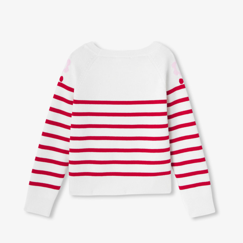 JC-TG094 - Jacadi Girl's sailor-style jersey knit sweater (Red)