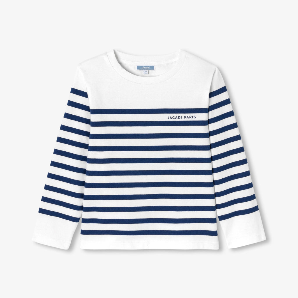 Boy cotton jersey sailor-style T-shirt - White/Light Blue