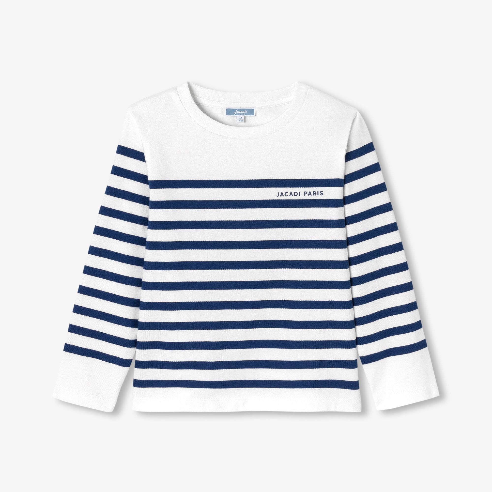 Boy cotton jersey sailor-style T-shirt - White/Light Blue