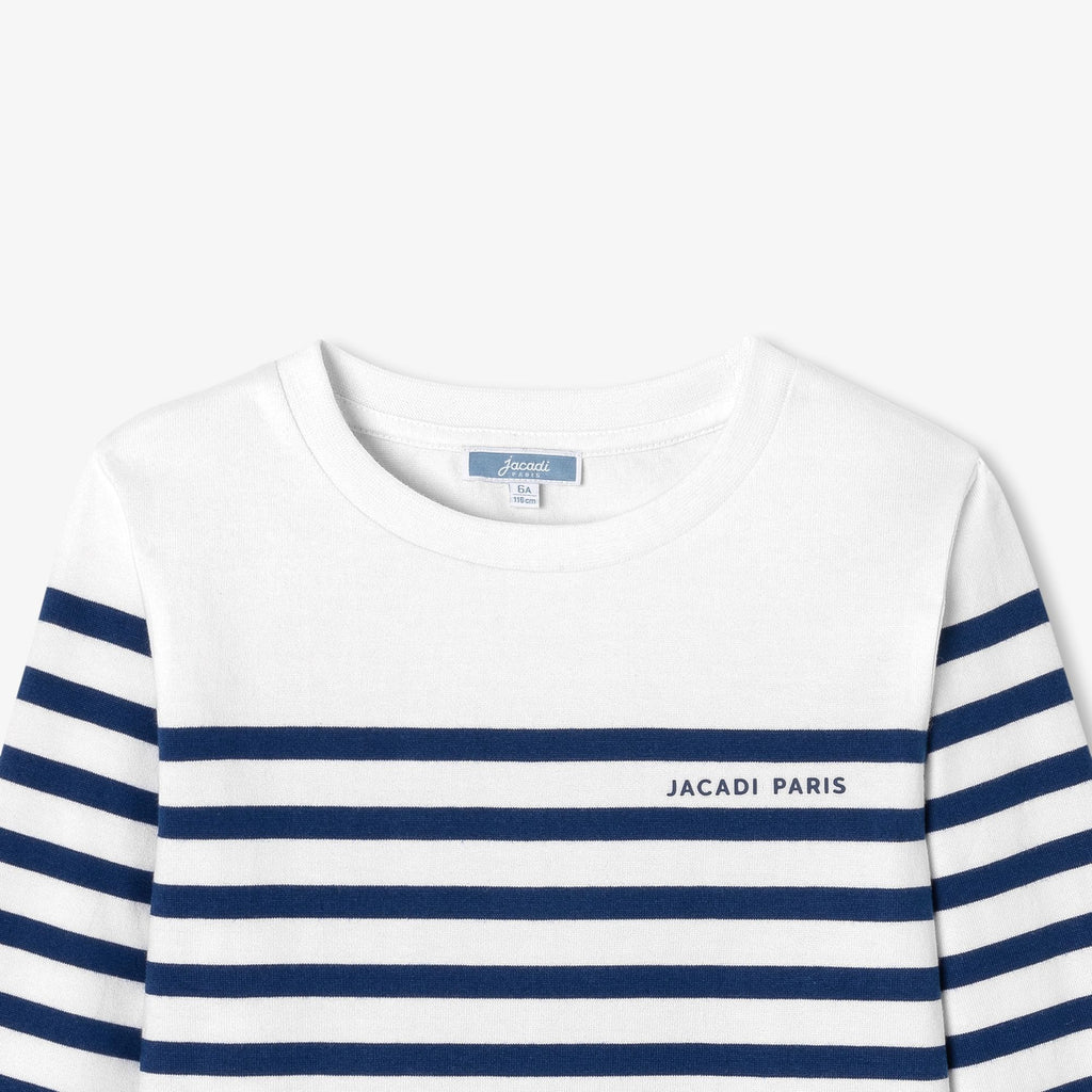 Boy cotton jersey sailor-style T-shirt - White/Light Blue