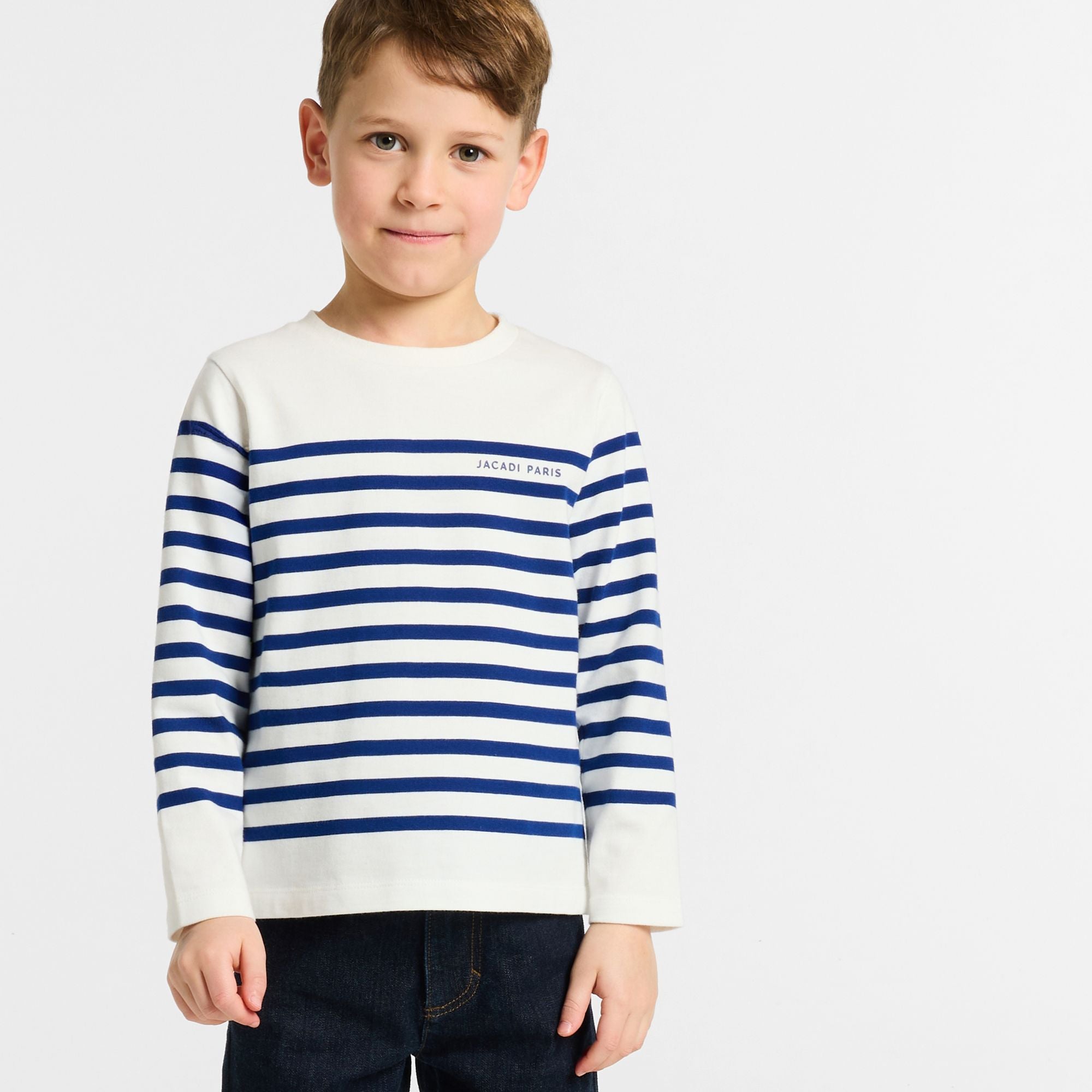 Boy cotton jersey sailor-style T-shirt - White/Light Blue