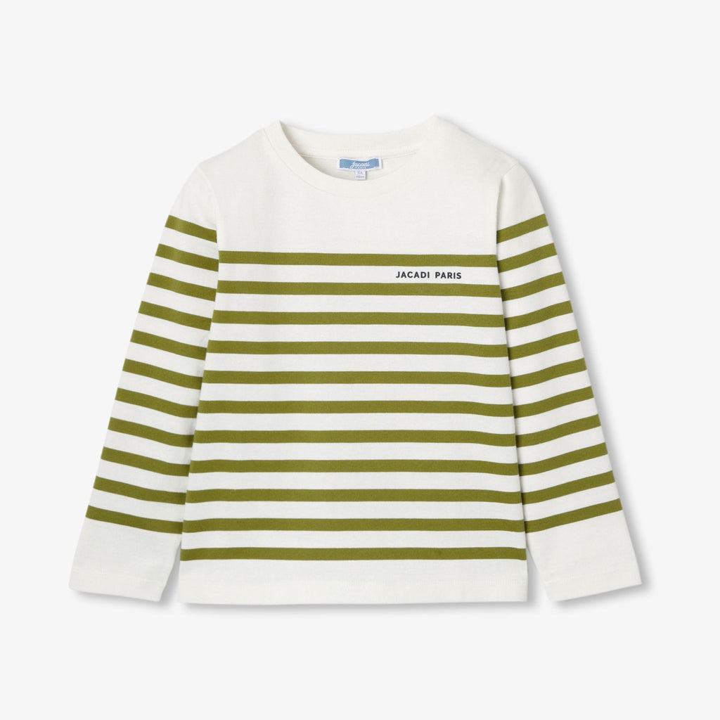 Boy cotton jersey sailor-style T-shirt - White/Green