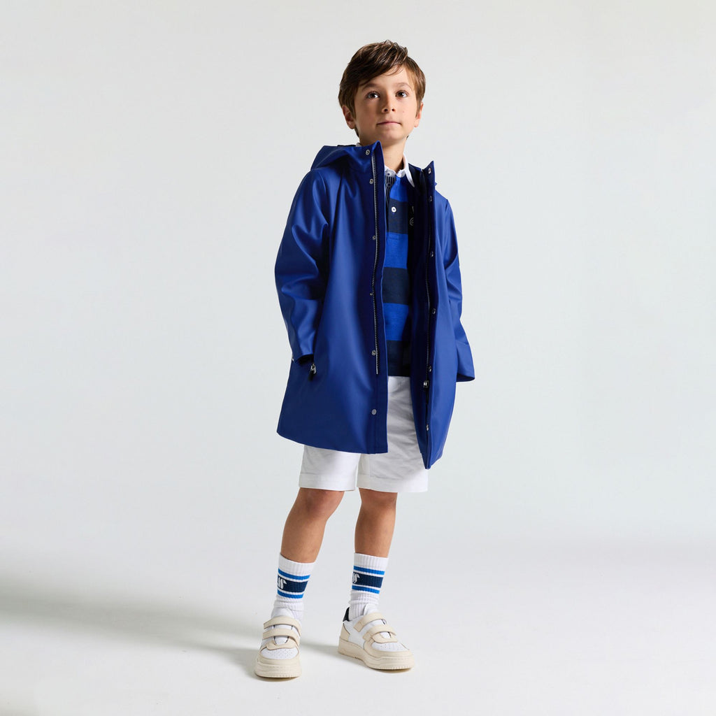 Parka Idrorepellente Effetto Cerato Boy - Blu Cobalto