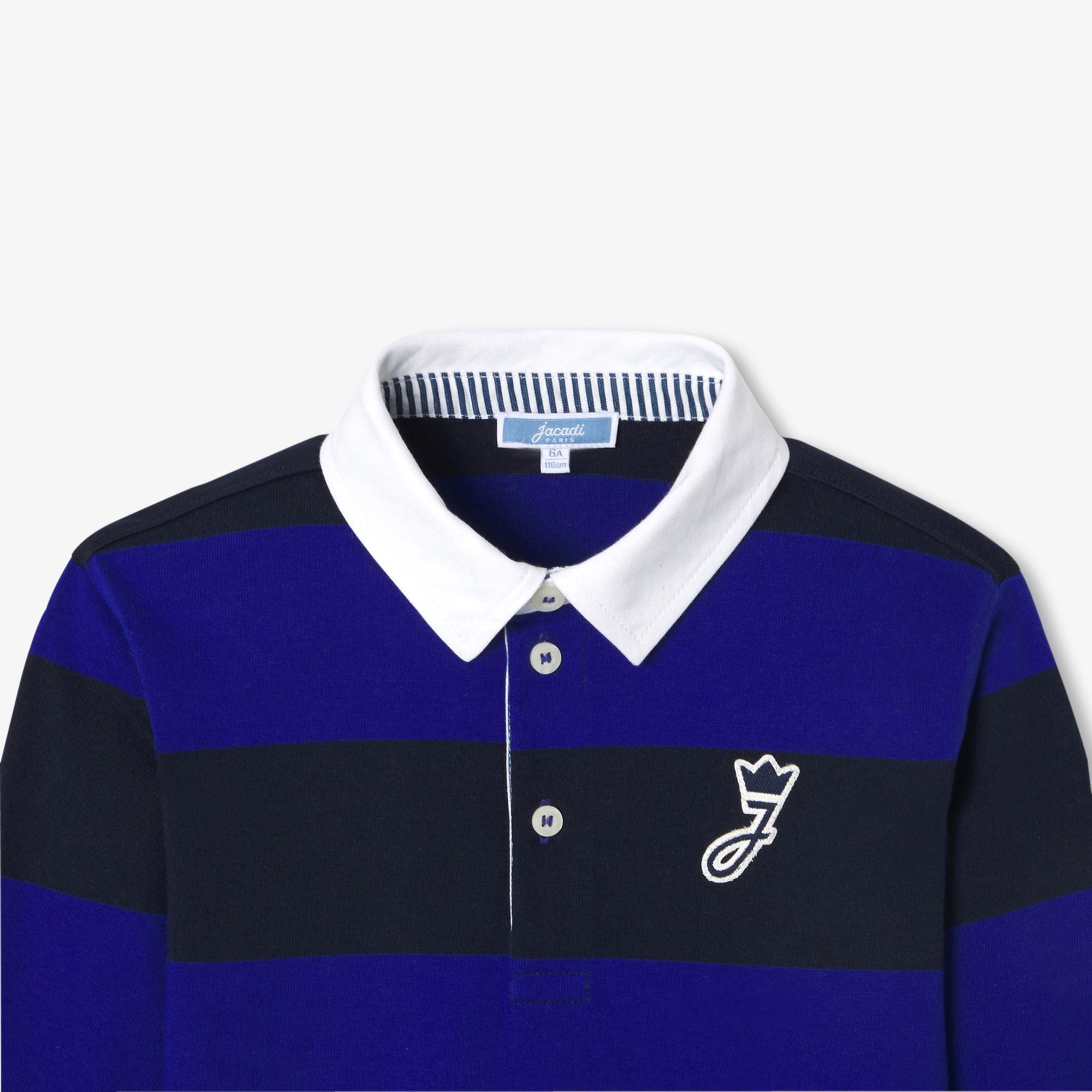 Boy long-sleeved rugby polo shirt - Navy Blue/Light Blue