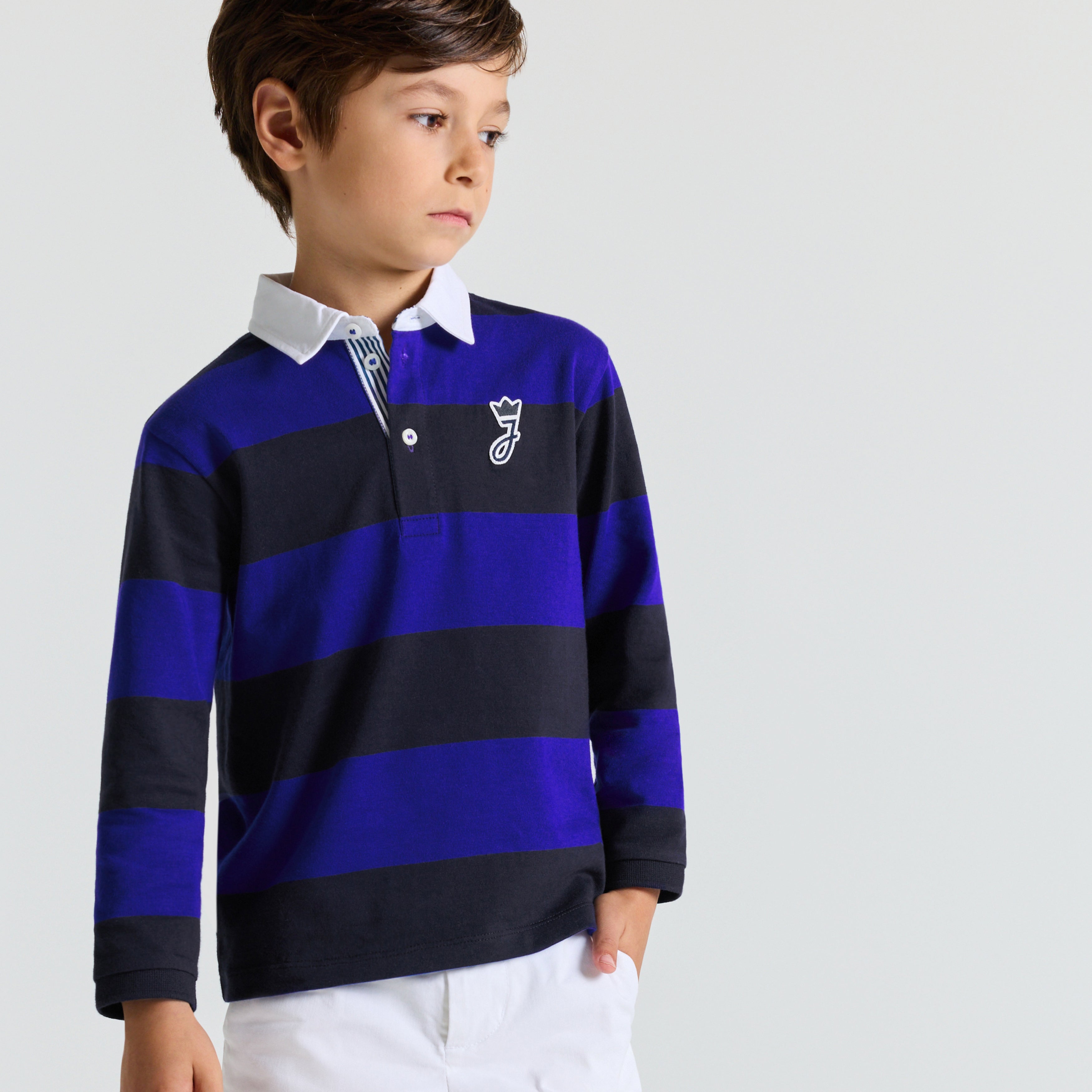 JC-TB030 - Jacadi Boy's long-sleeved rugby polo shirt