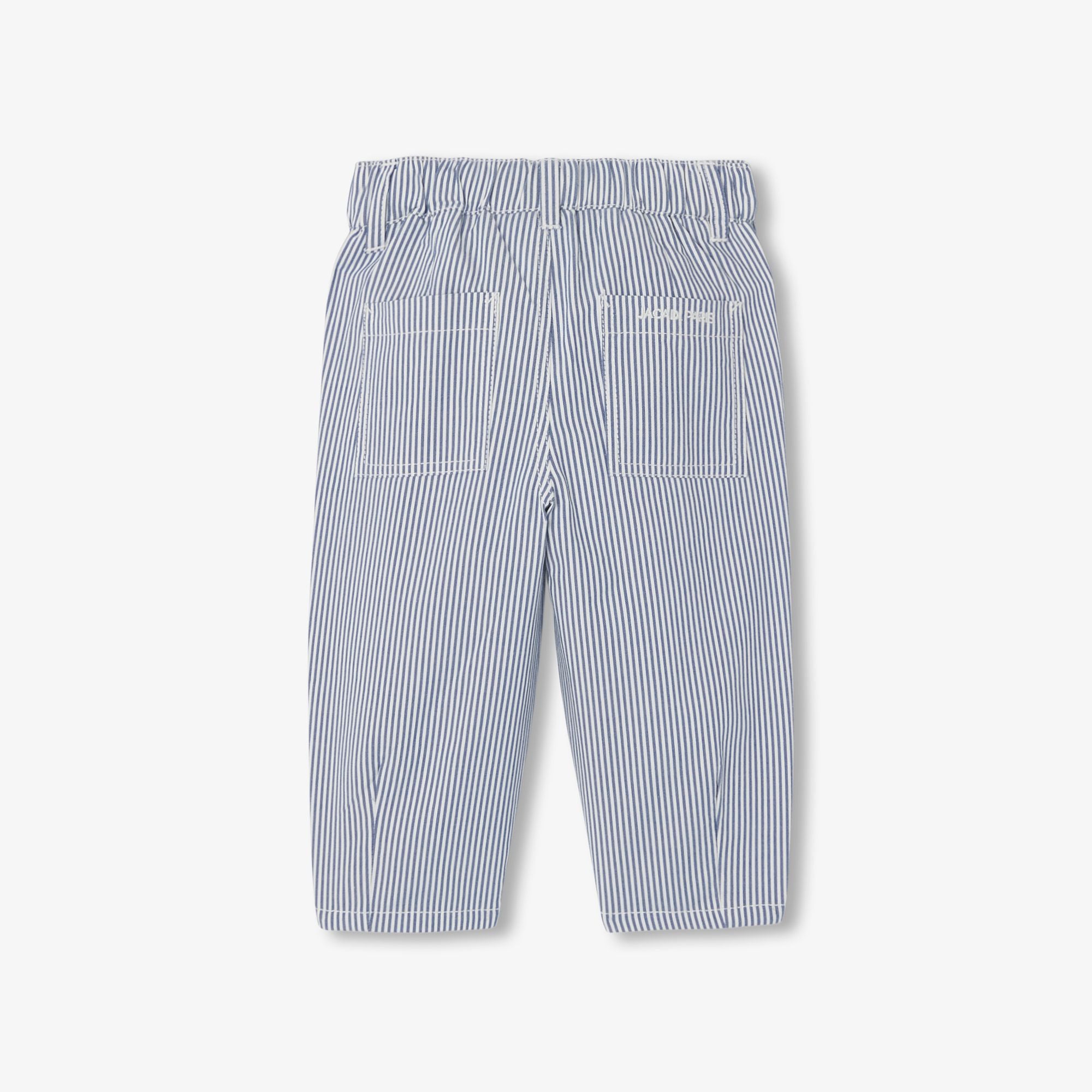 Baby boy striped twill trousers - White/Light Blue