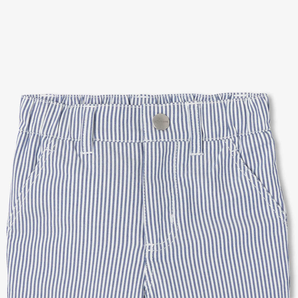 Baby boy striped twill trousers - White/Light Blue
