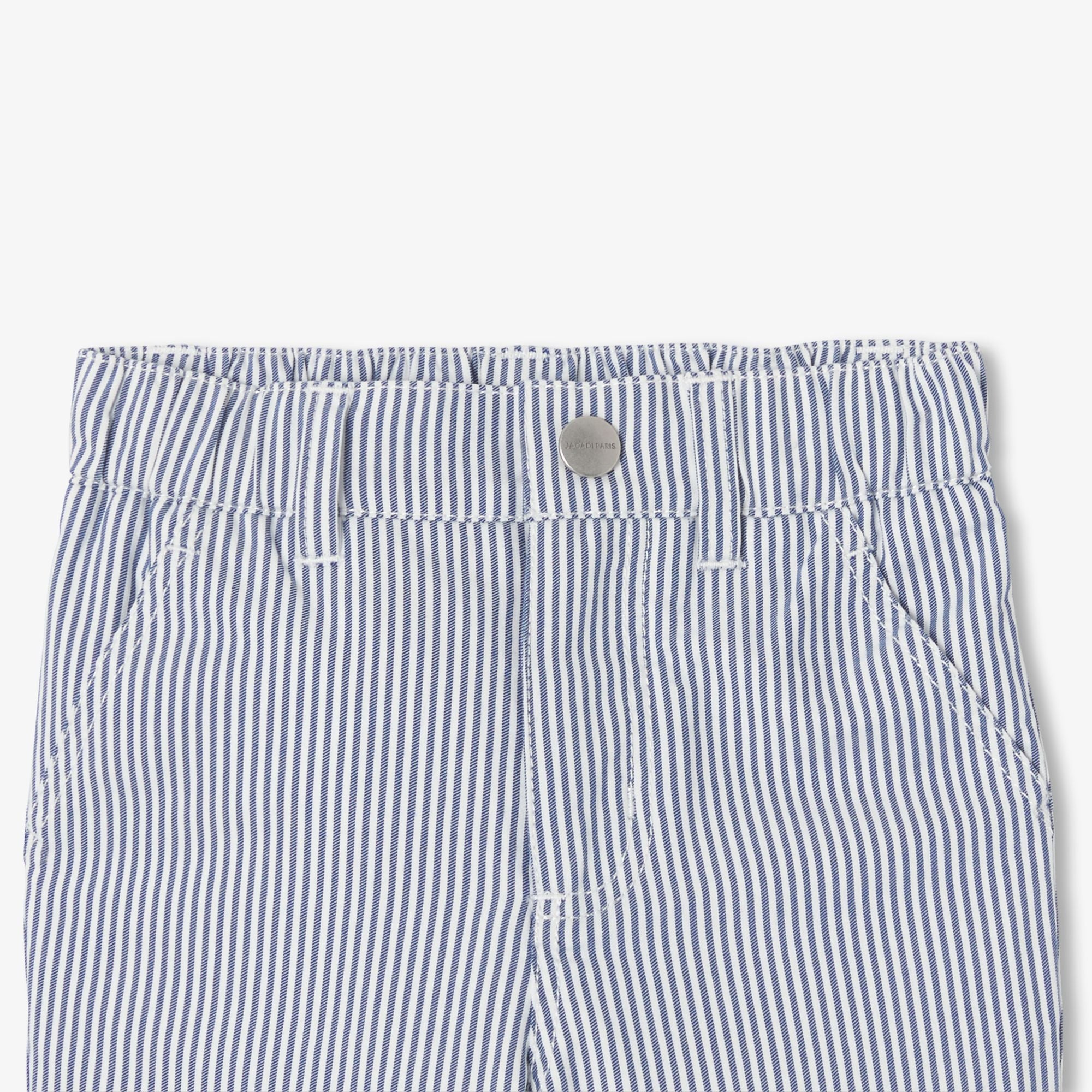 Baby boy striped twill trousers - White/Light Blue