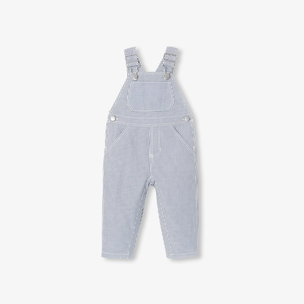 Baby boy striped twill dungarees - White/Light Blue