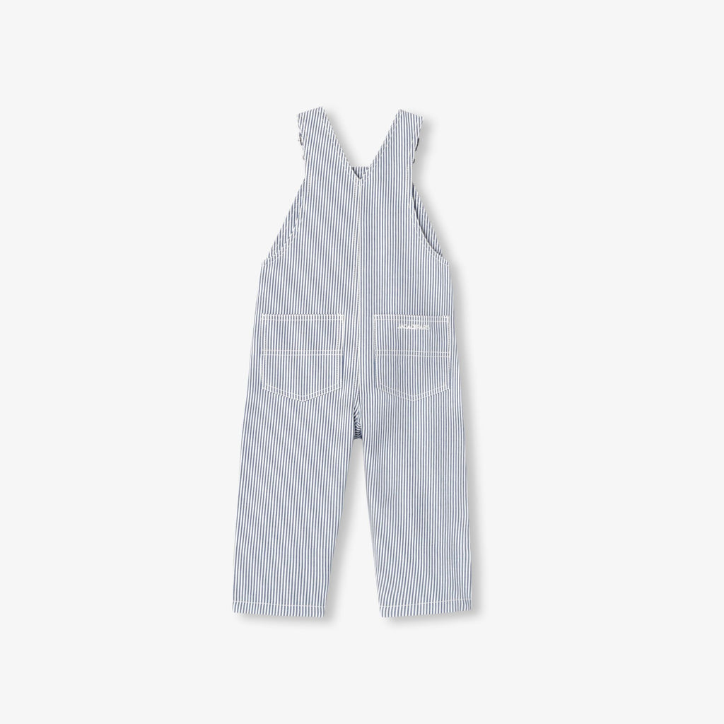 Baby boy striped twill dungarees - White/Light Blue
