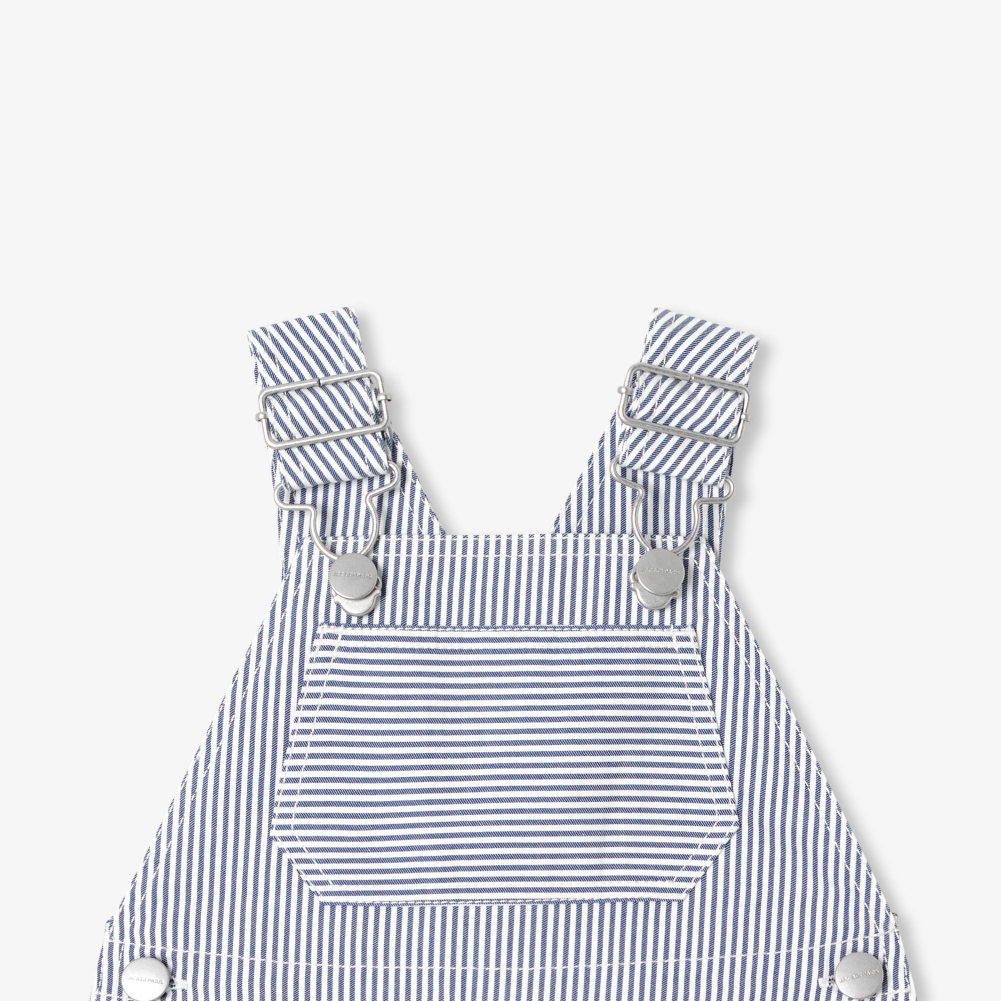 Baby boy striped twill dungarees - White/Light Blue