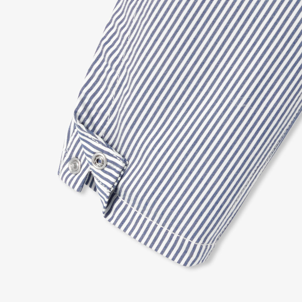 Baby boy striped twill dungarees - White/Light Blue