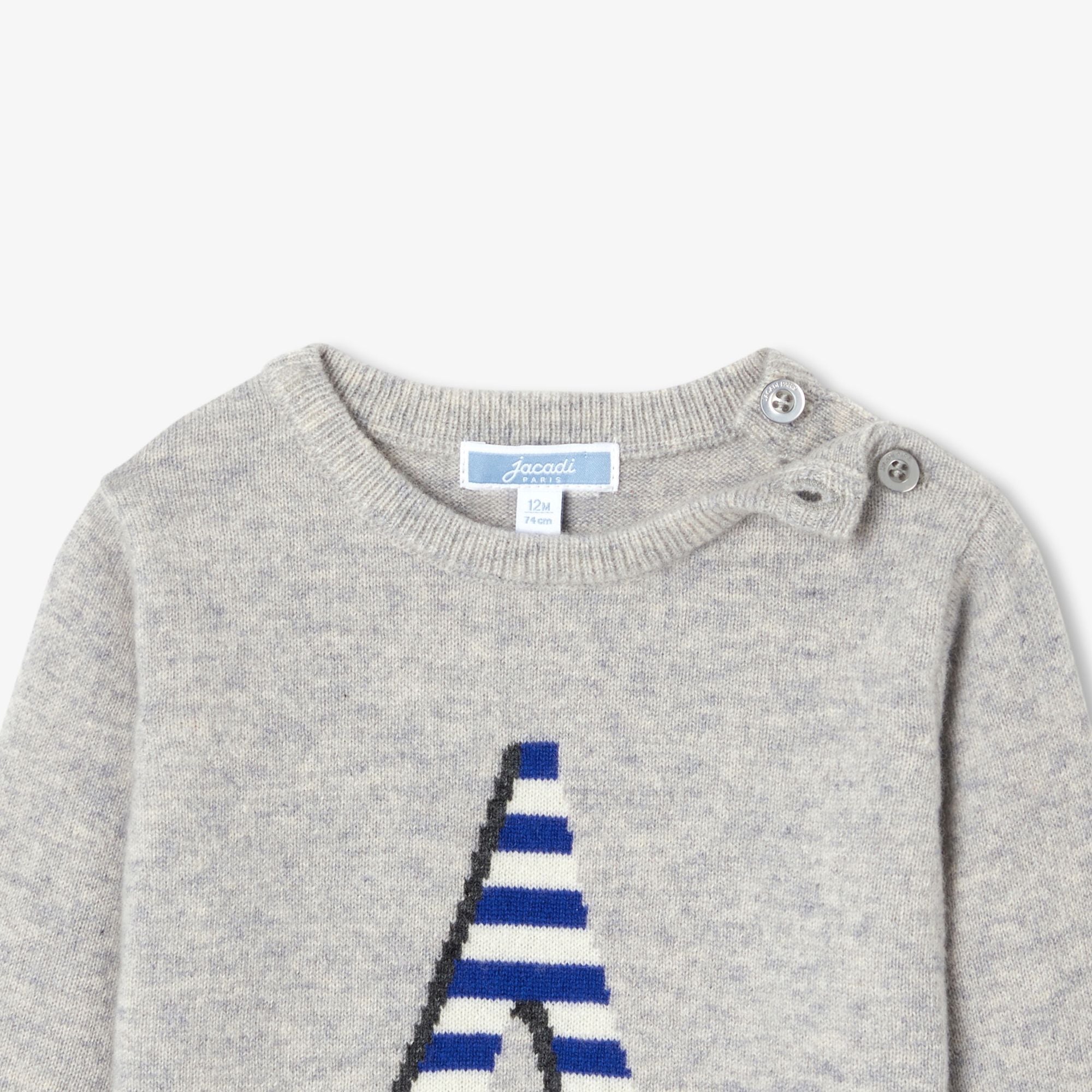 Jumper 100% Cashmere Baby Boy - Grigio Melange Chiaro Jacadi
