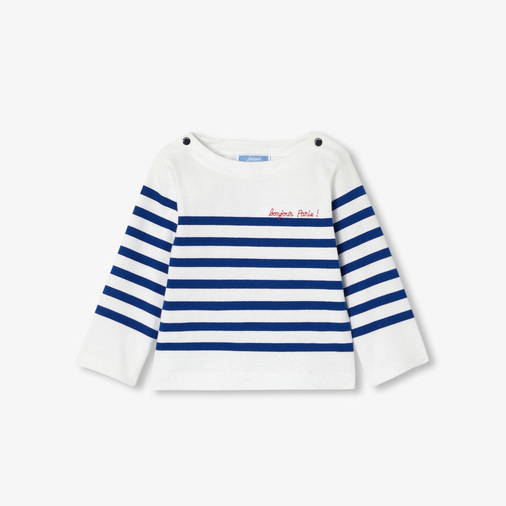 JC-NB107 - Jacadi Baby Boys' Sailor-Style Cotton T-Shirt - White/Blue