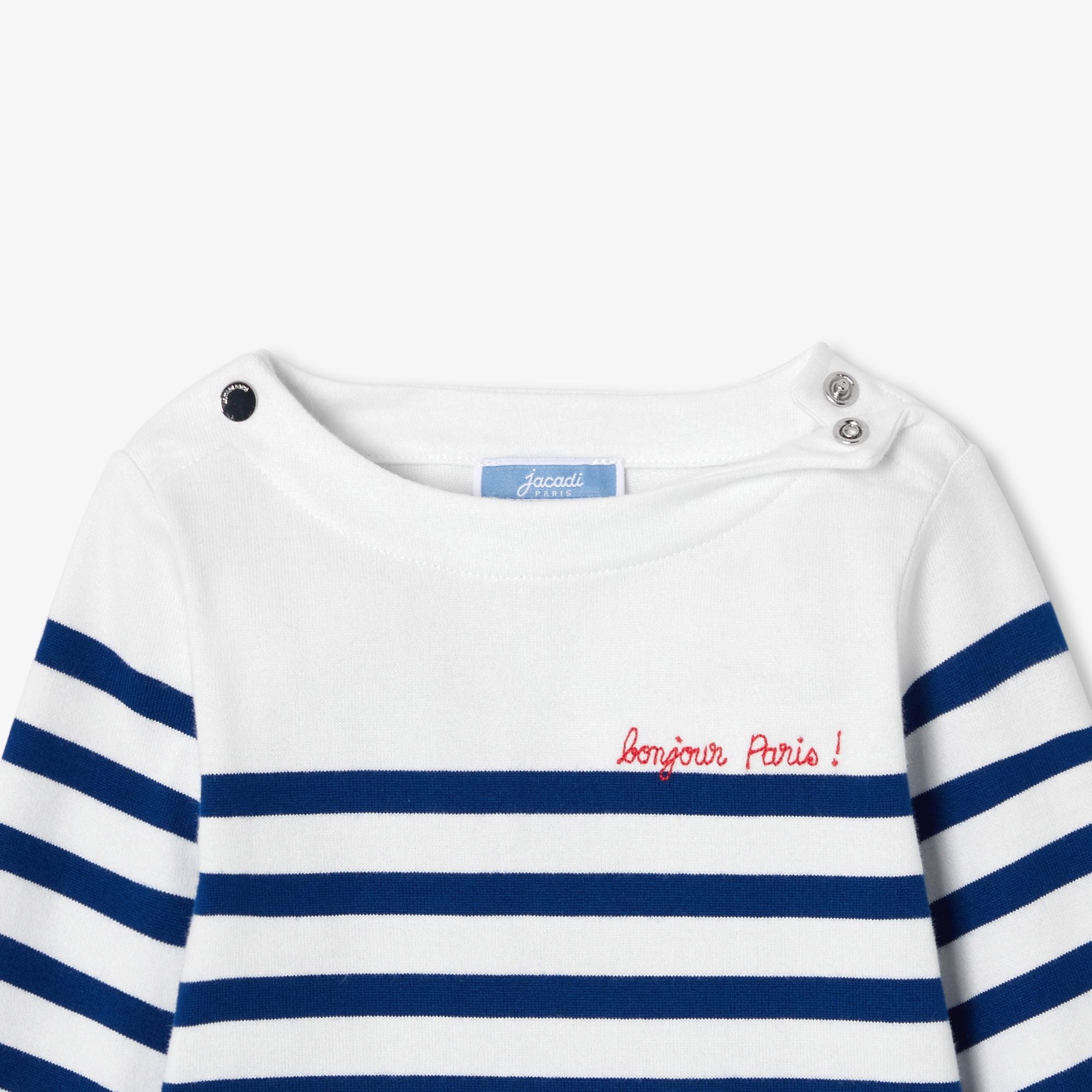 Baby boy cotton sailor-style T-shirt - White/Light Blue