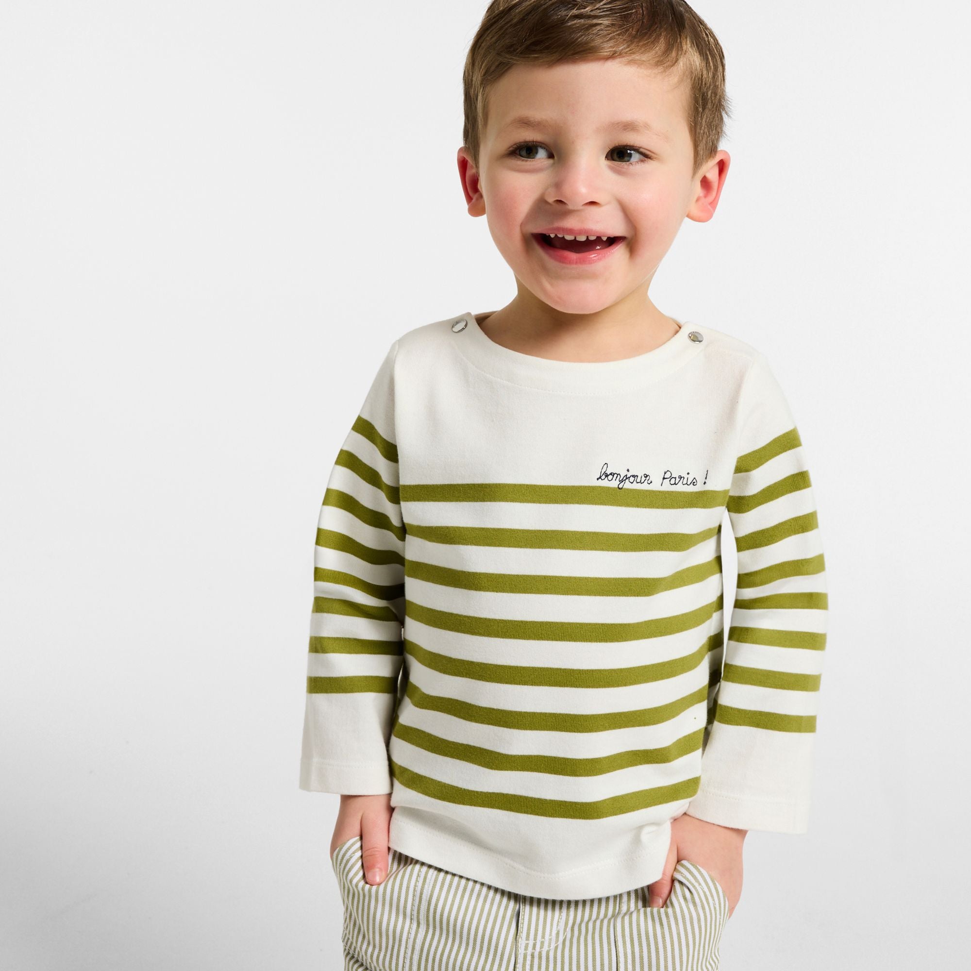 JC-NB101 - Jacadi Baby sailor cotton top - White/Green