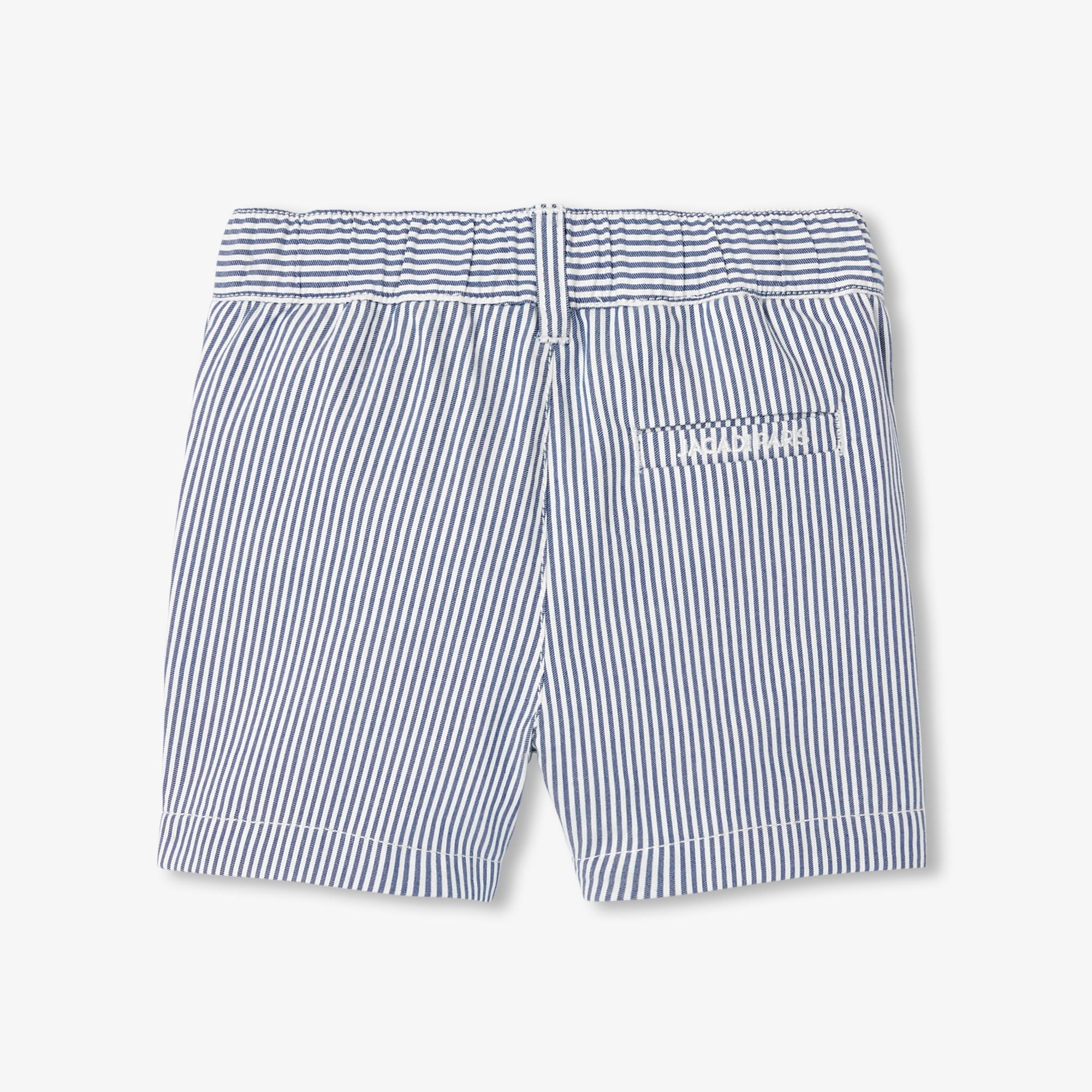 Shorts Striped in Twill Baby Boy - White/Light Blue