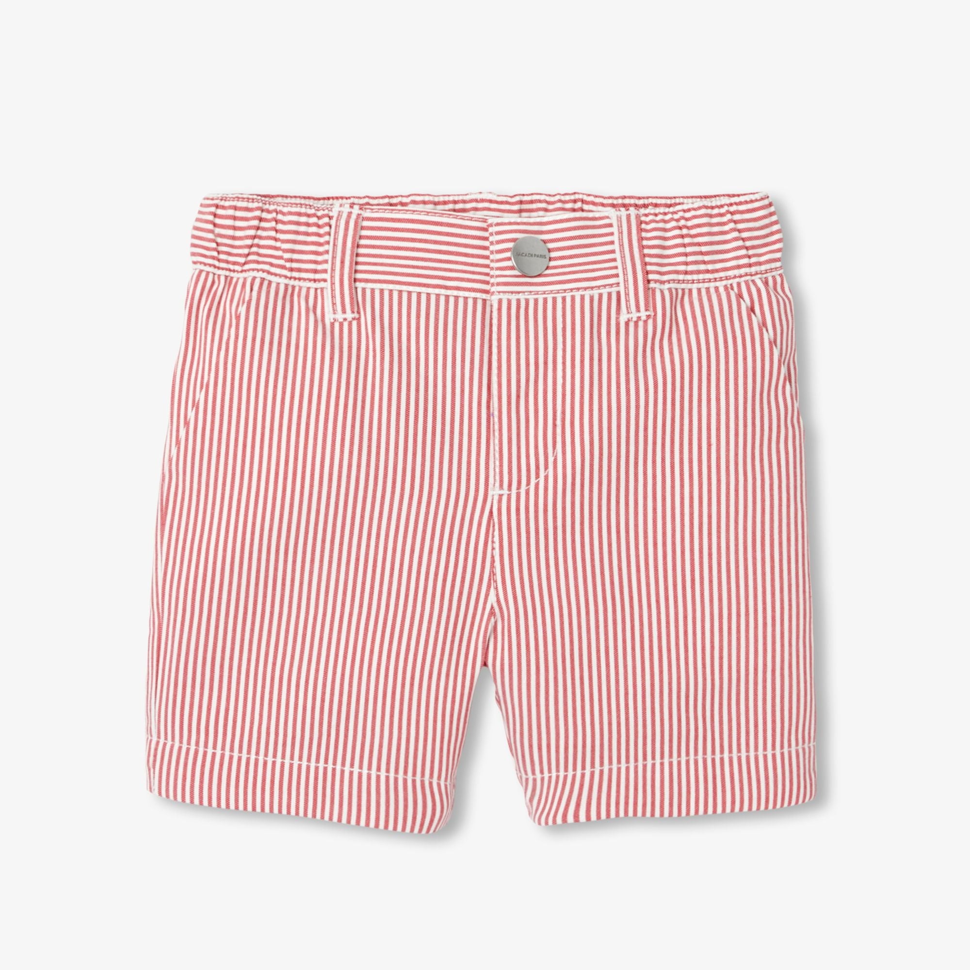 JC-NB108 - Jacadi Baby Boys' Striped Twill Shorts - White/Red
