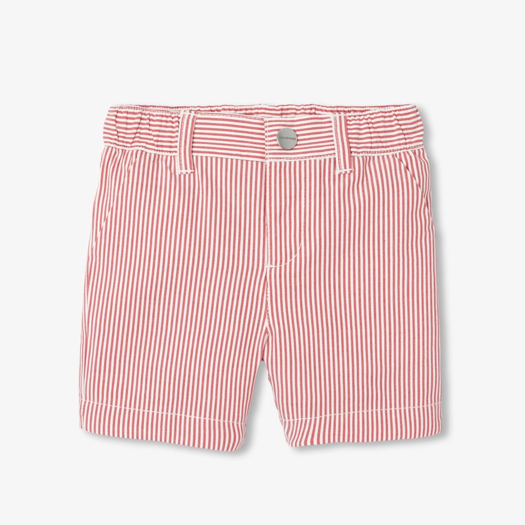 Baby boy striped twill shorts - White/Red
