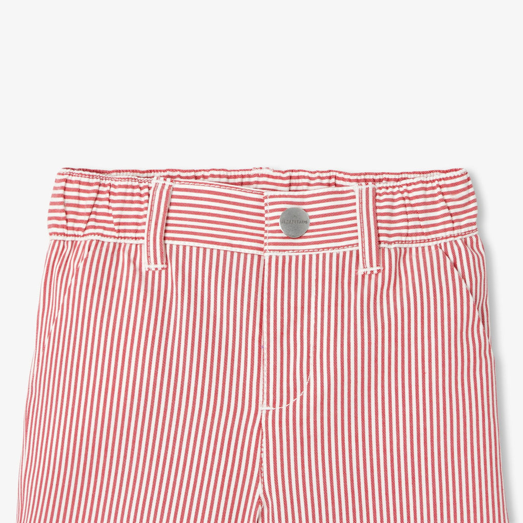 Baby boy striped twill shorts - White/Red