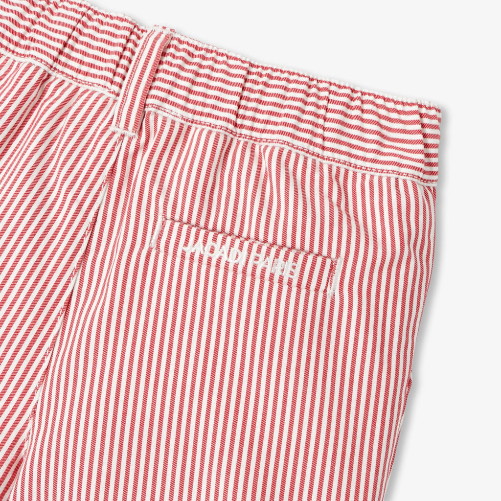 Baby boy striped twill shorts - White/Red
