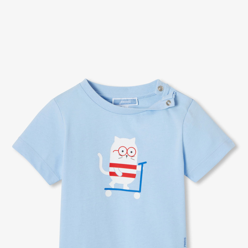 Baby boy short-sleeve cotton T-shirt - Sky Blue