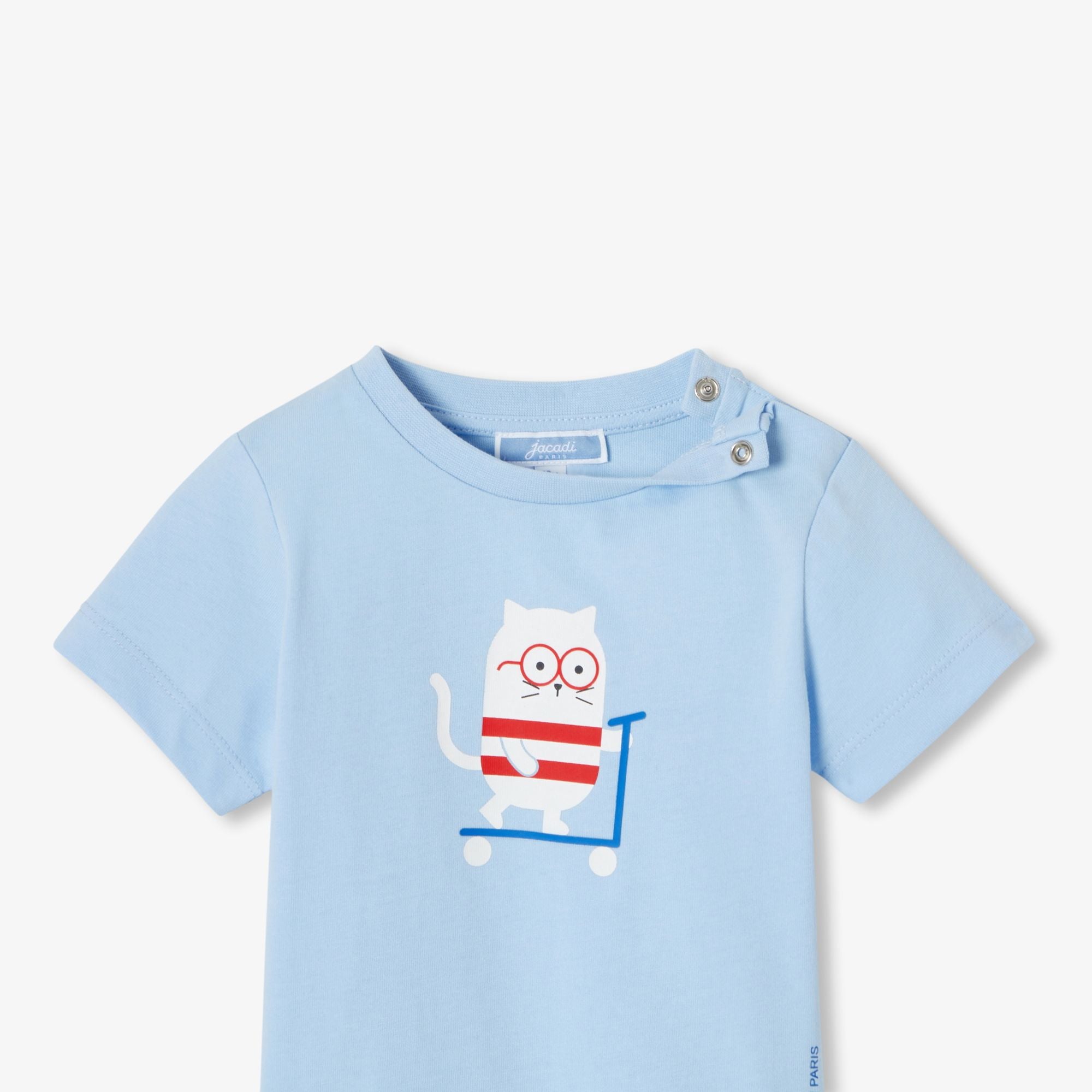 Baby boy short-sleeve cotton T-shirt - Sky Blue