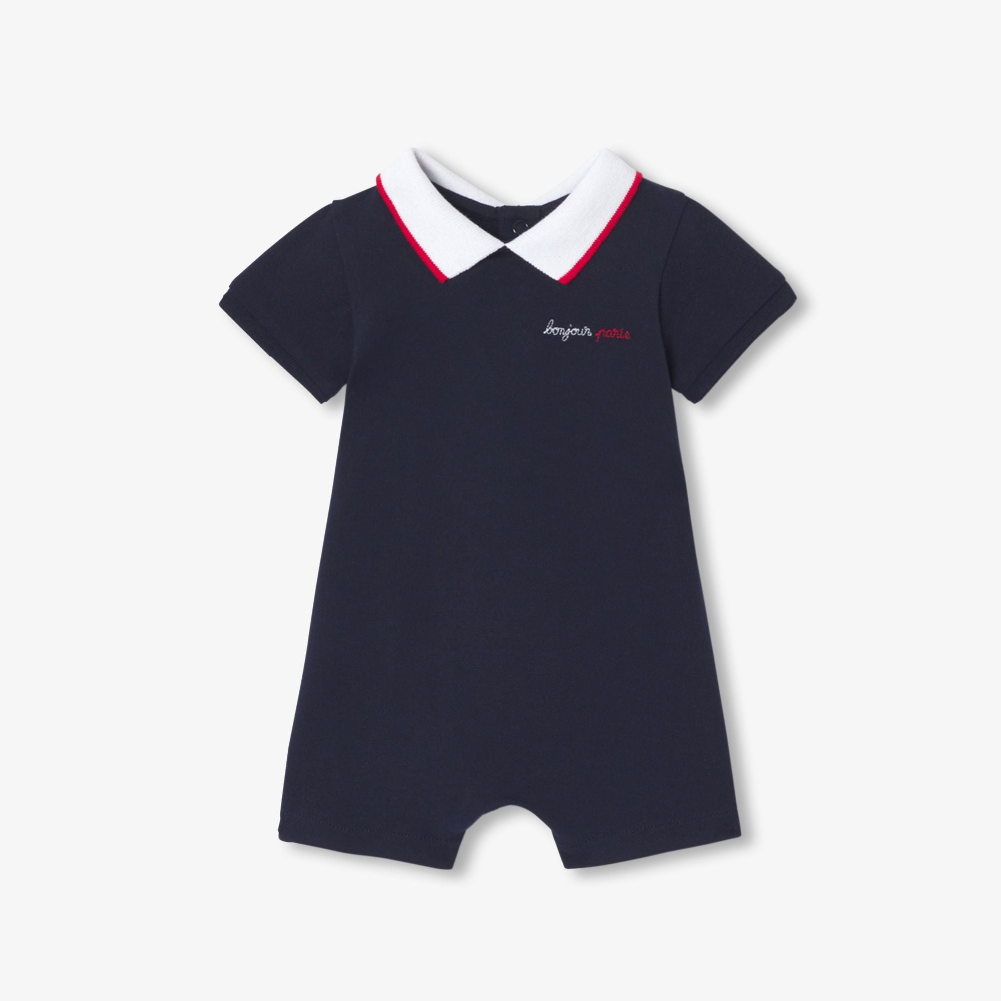 JC-NB086 - Jacadi Newborn polo-style romper