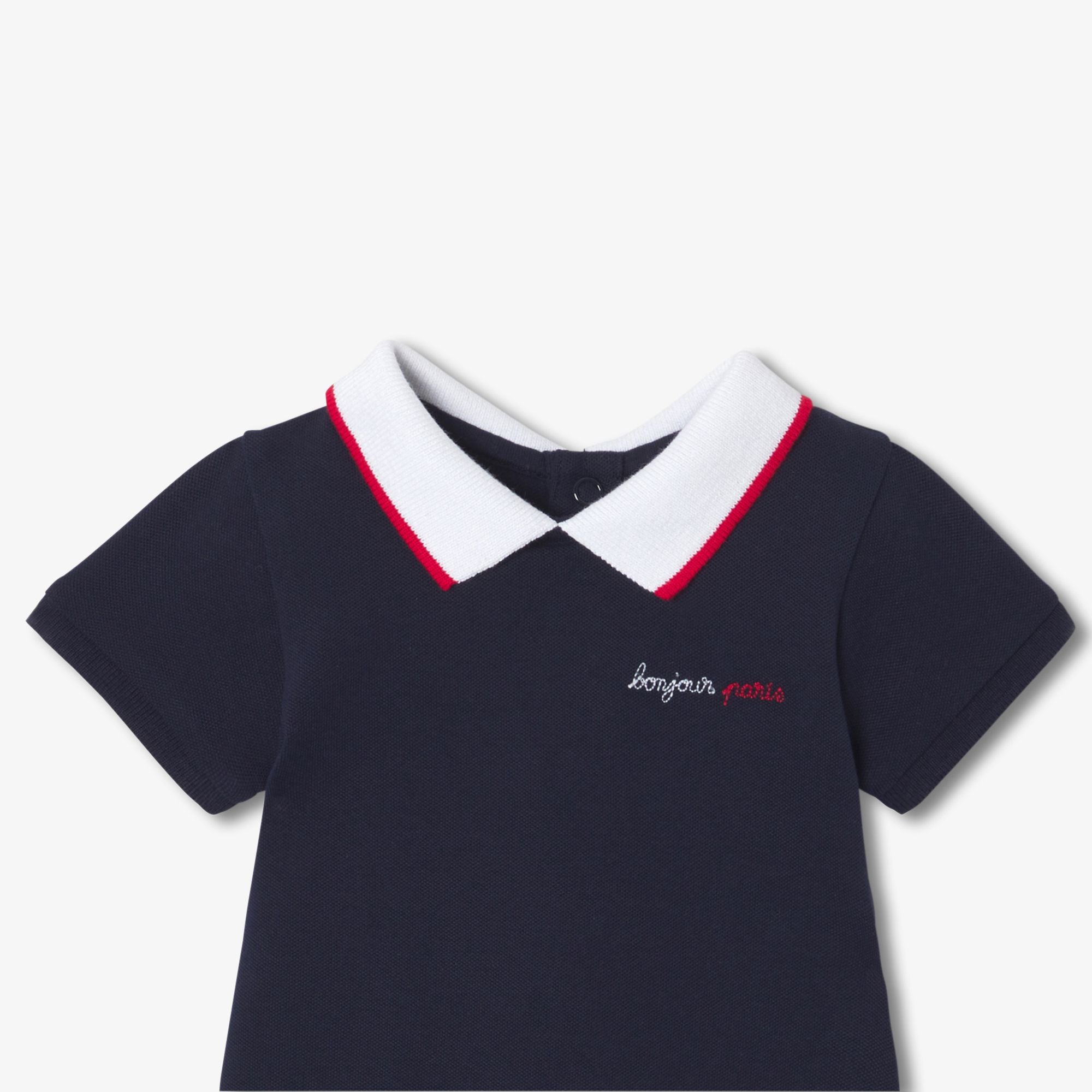 Baby boy polo-style sleepsuit - Ink Blue