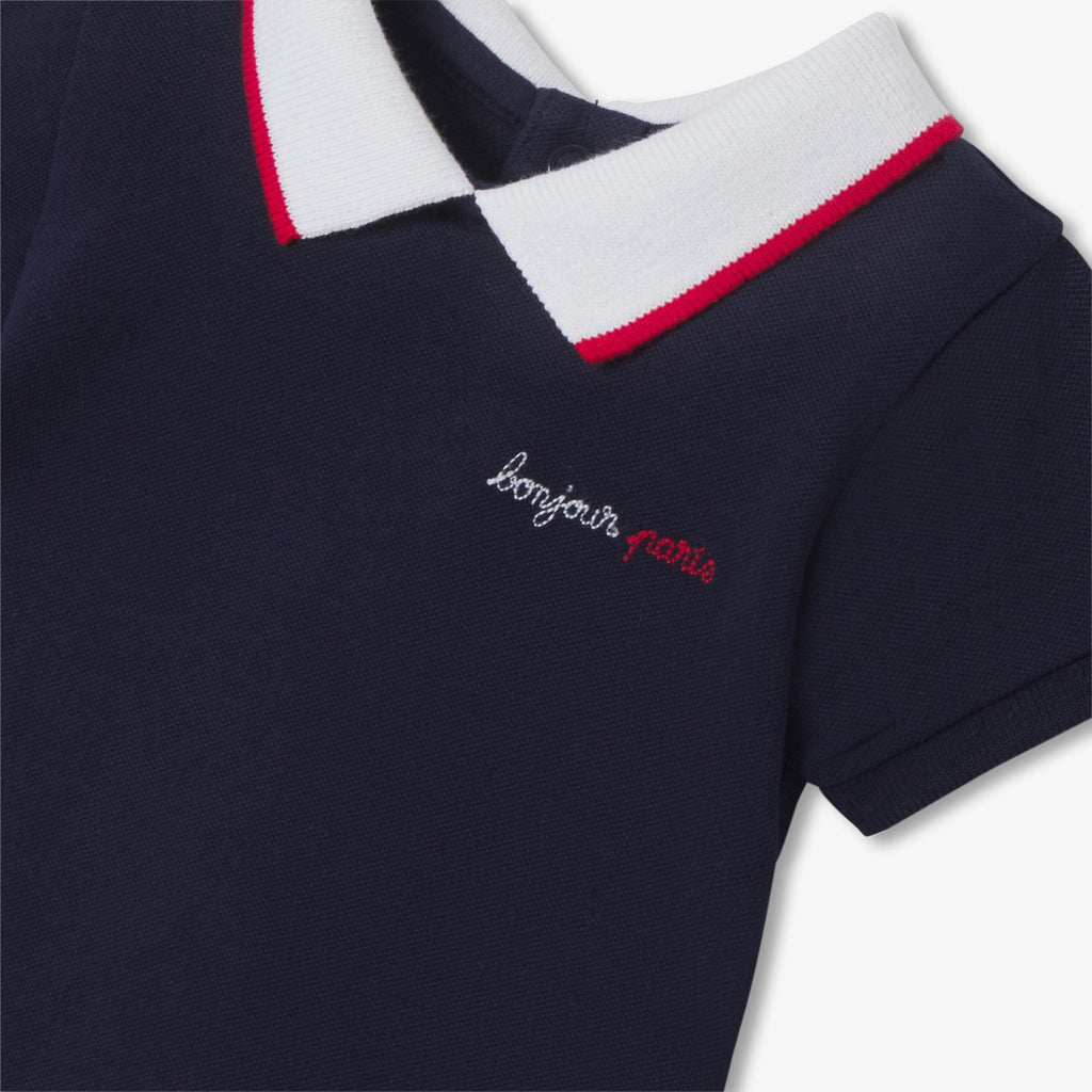Baby boy polo-style sleepsuit - Ink Blue