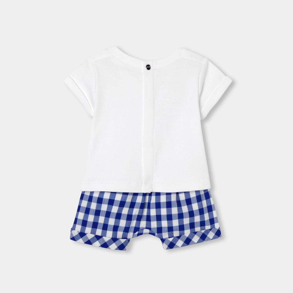 Baby boy cotton outfit set - White/Light Blue