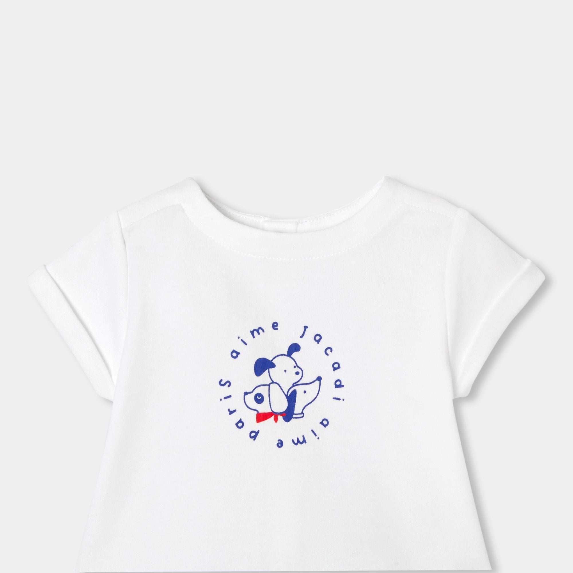 Baby boy cotton outfit set - White/Light Blue