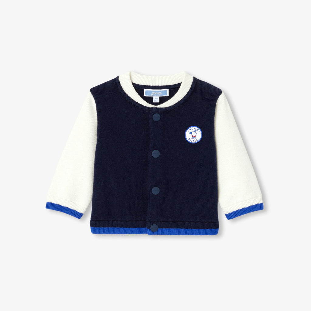 Cardigan Stile Teddy Baby Boy - Navy Blue/White