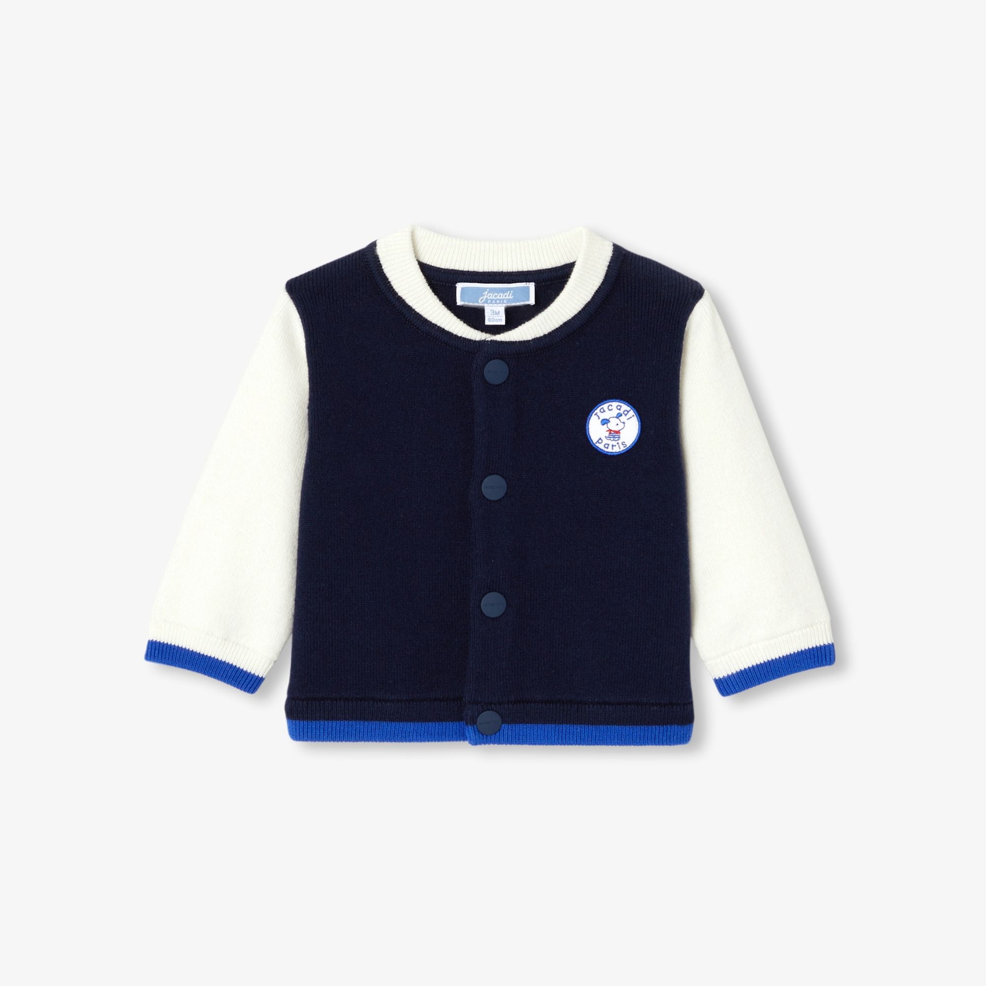 Cardigan Stile Teddy Baby Boy - Navy Blue/White