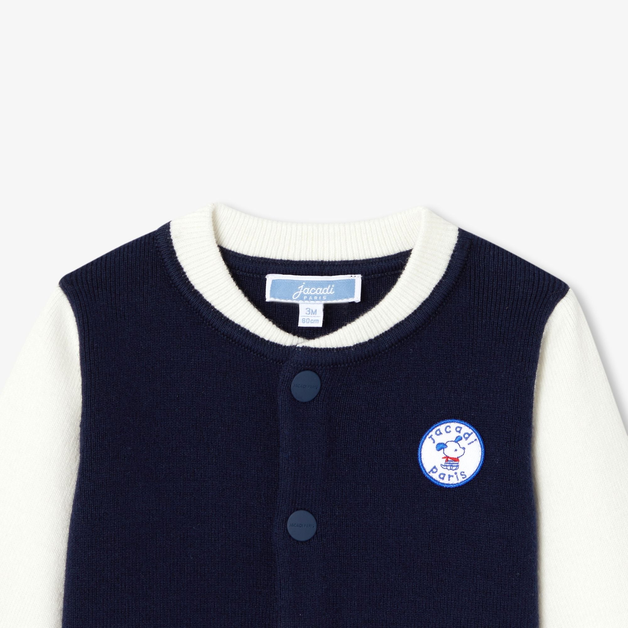 Cardigan Stile Teddy Baby Boy - Navy Blue/White