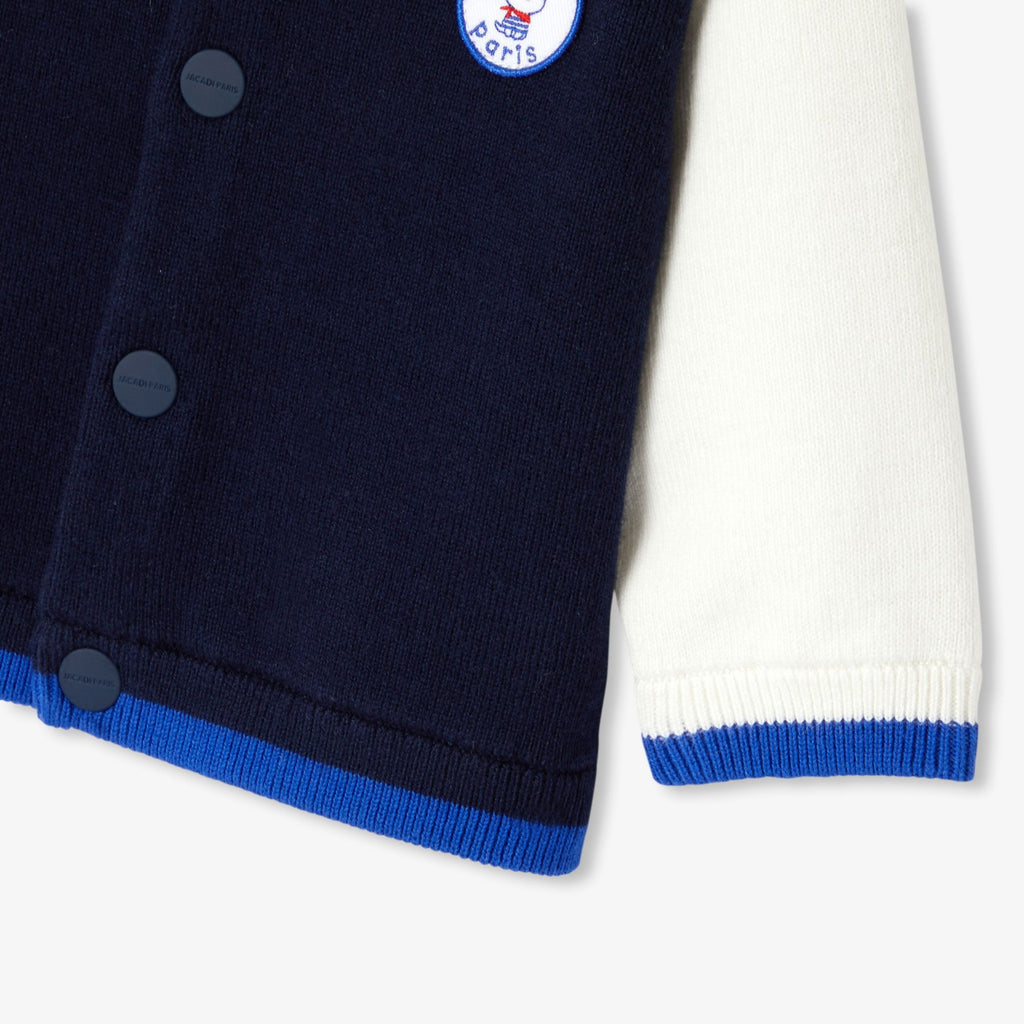 Cardigan Stile Teddy Baby Boy - Navy Blue/White