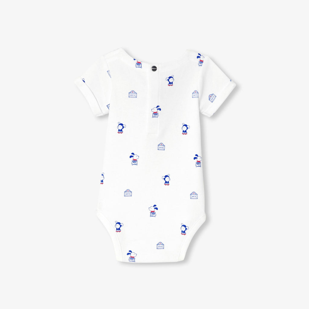Baby boy cotton interlock bodysuit - White/Multicolour