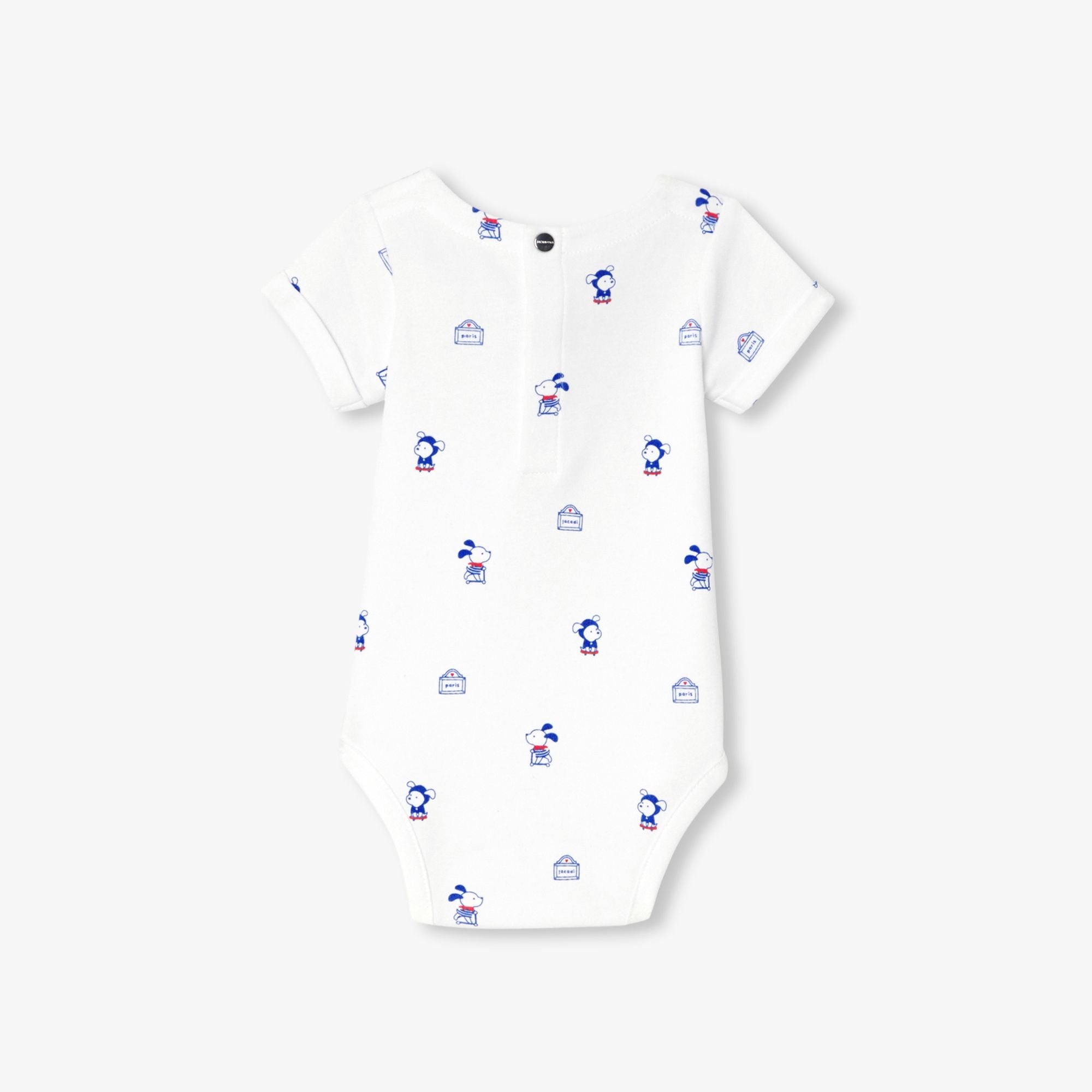 Baby boy cotton interlock bodysuit - White/Multicolour