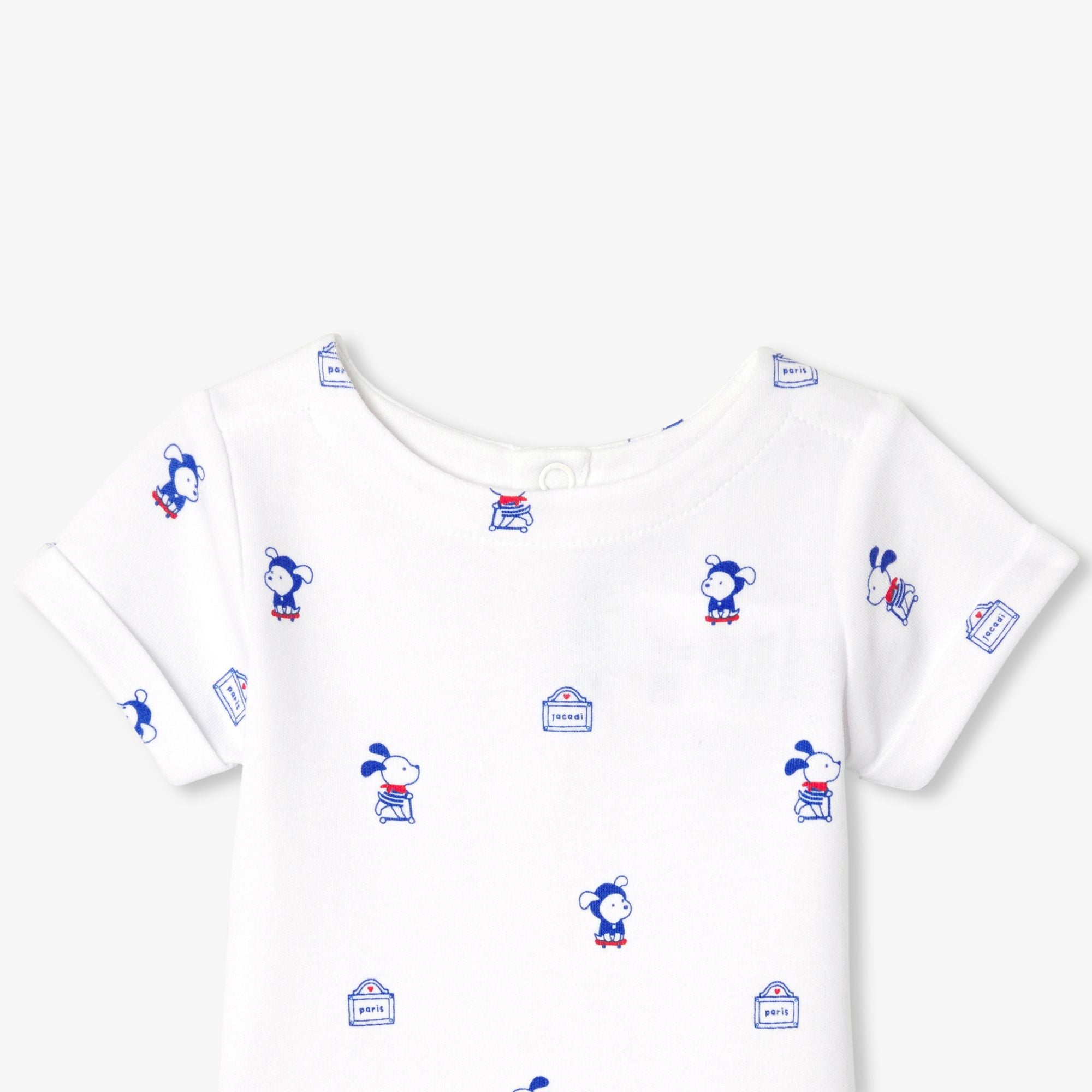 Baby boy cotton interlock bodysuit - White/Multicolour