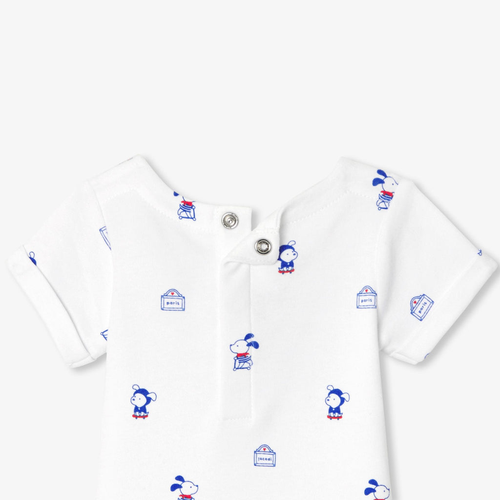 Baby boy cotton interlock bodysuit - White/Multicolour