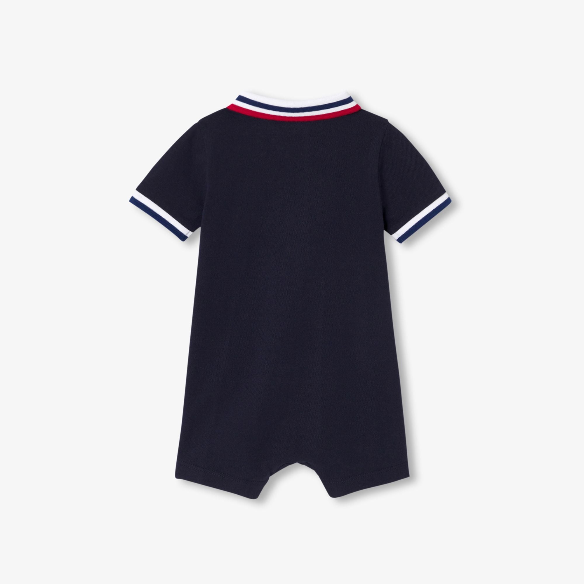 Baby boy polo-style short romper - Ink Blue