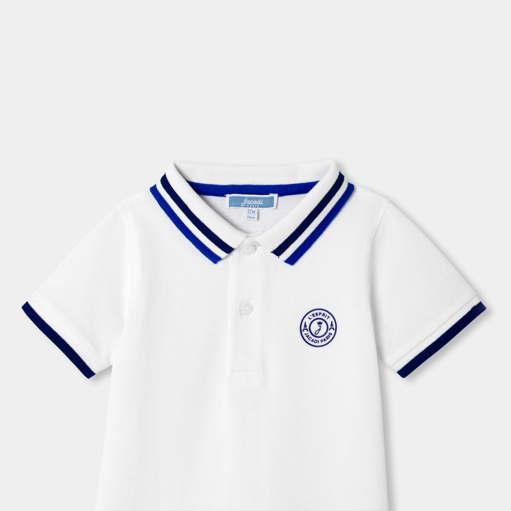 Short Romper Stile Polo shirt Baby Boy - Jacadi White