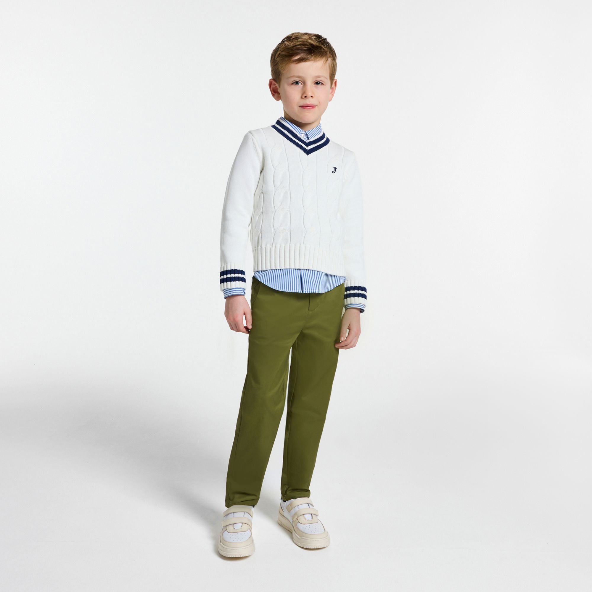 Boy straight twill trousers - Khaki