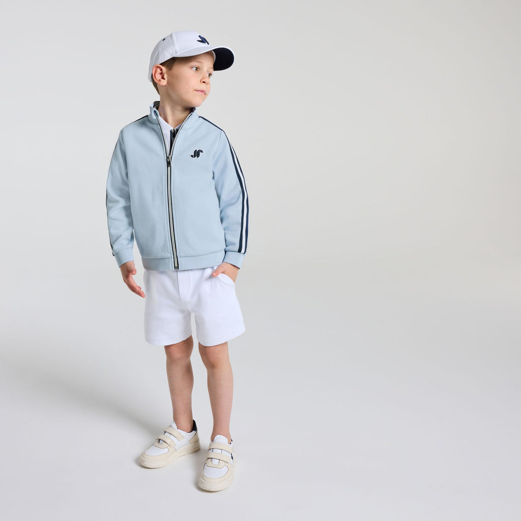Boy double-faced pique zip-up sweatshirt - Jacadi Sky Blue