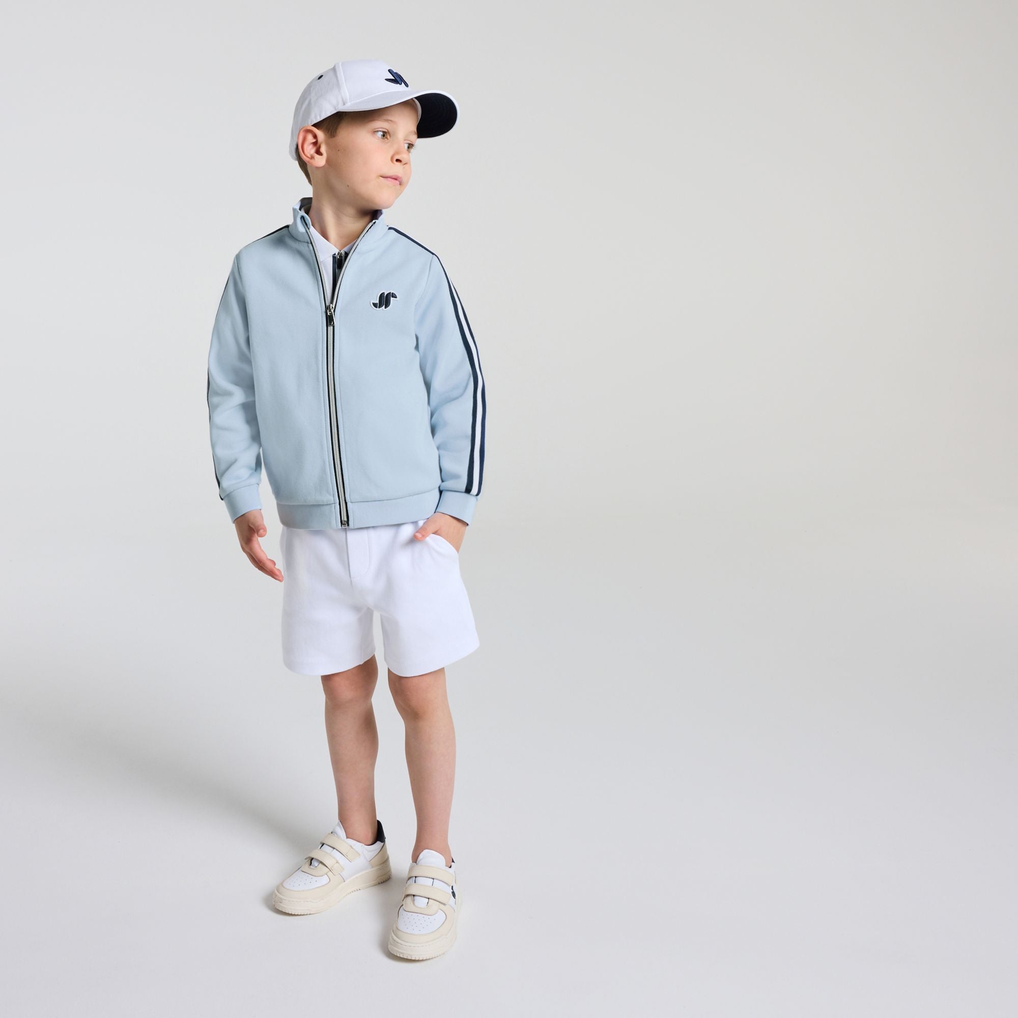 Boy double-faced pique zip-up sweatshirt - Jacadi Sky Blue