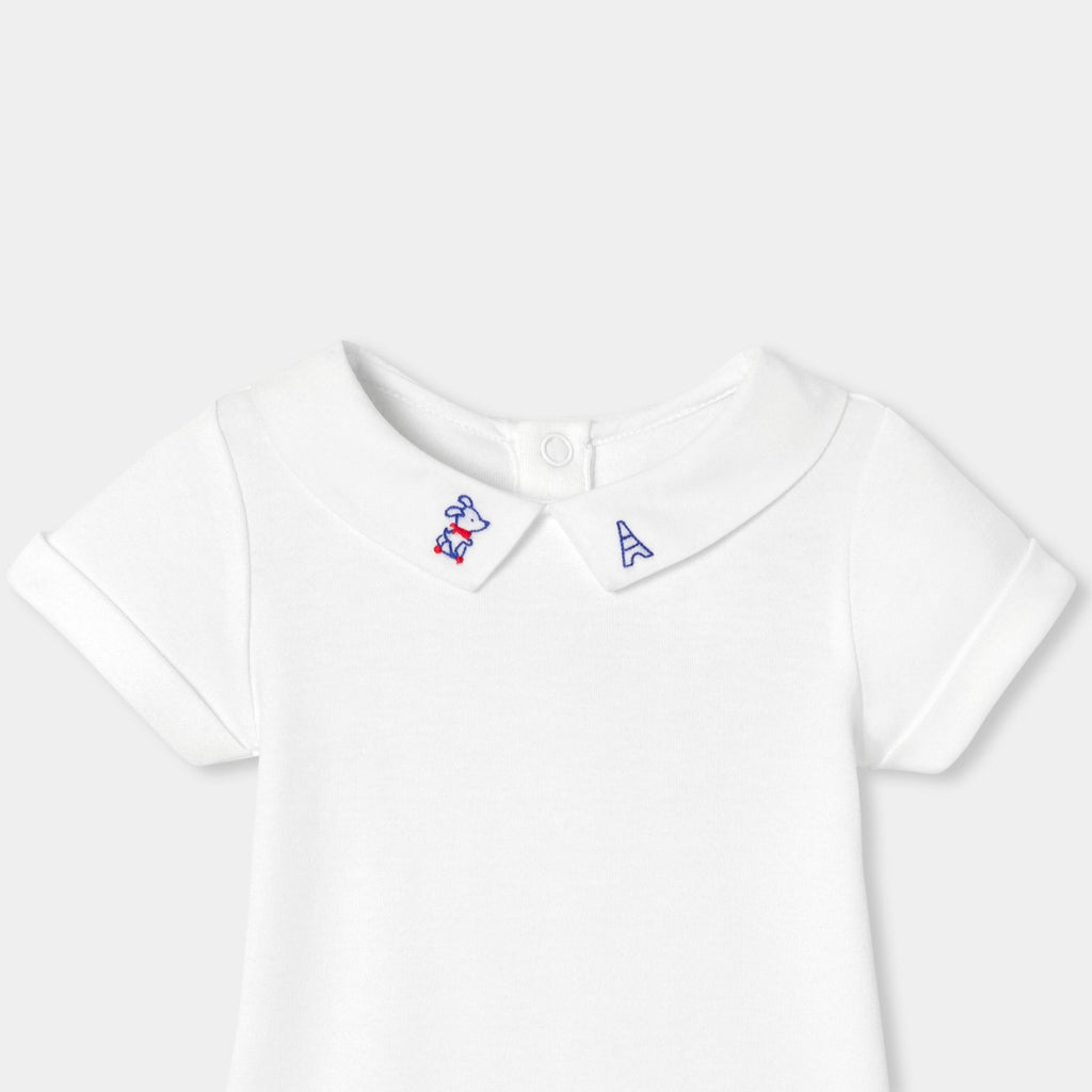 Baby boy short-sleeved cotton bodysuit - Jacadi White