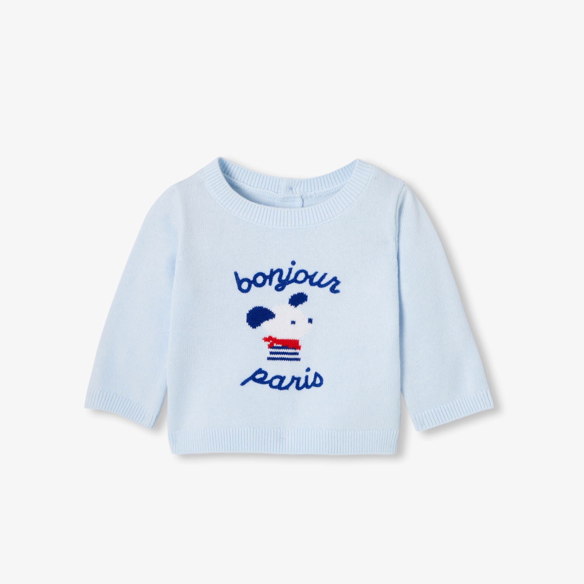 Baby boy cotton jersey jumper - Light Blue