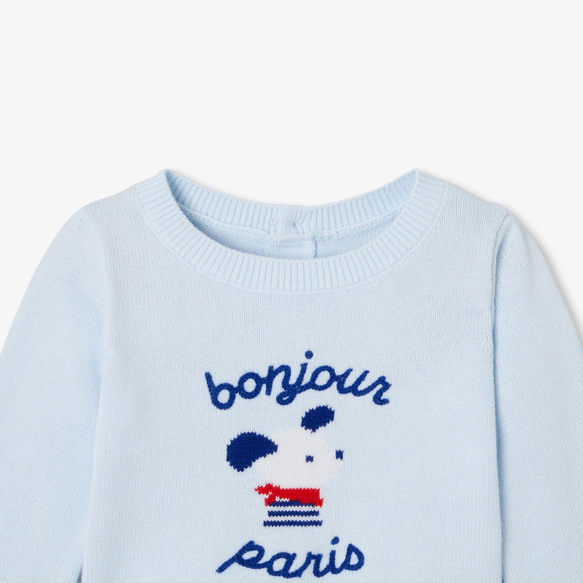 Baby boy cotton jersey jumper - Light Blue